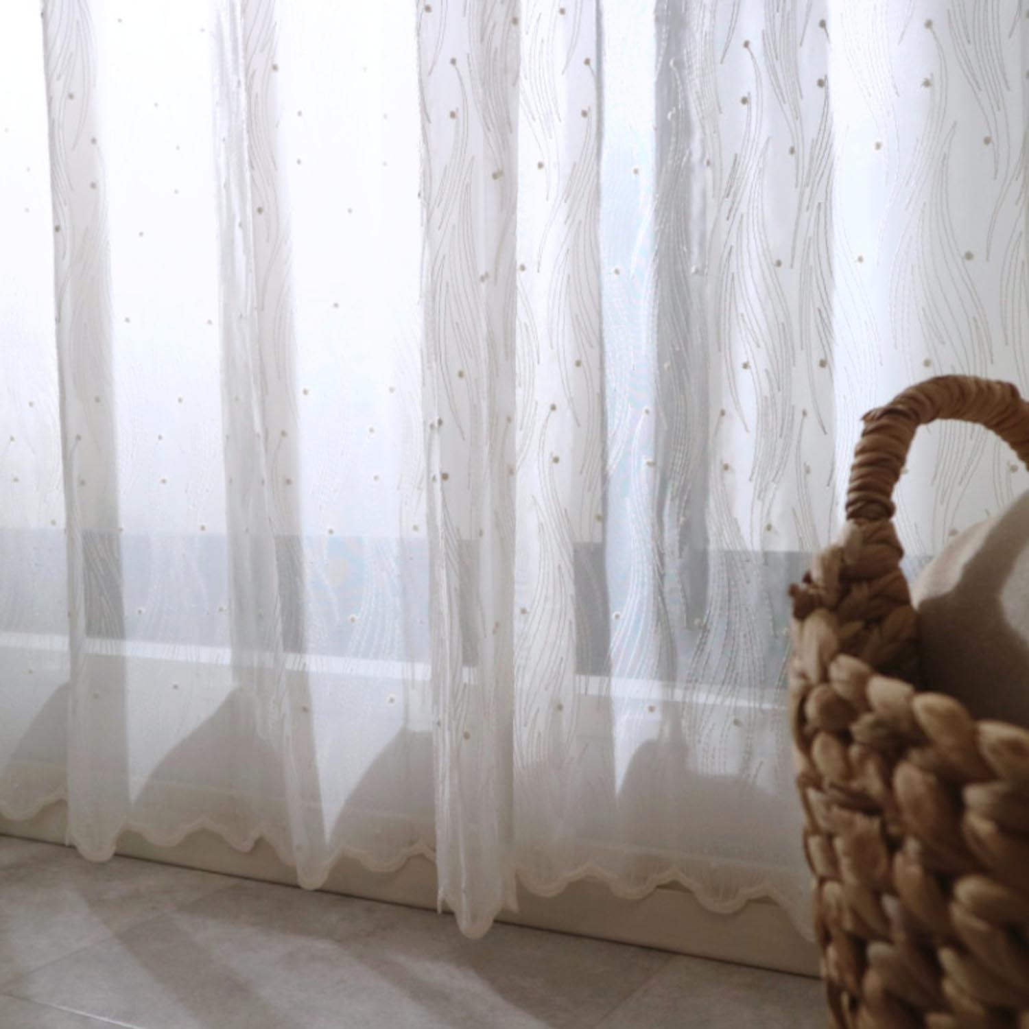 【ベルメゾン】【99サイズ】 羽モチーフのトルコ刺繍スカラップレースカーテン