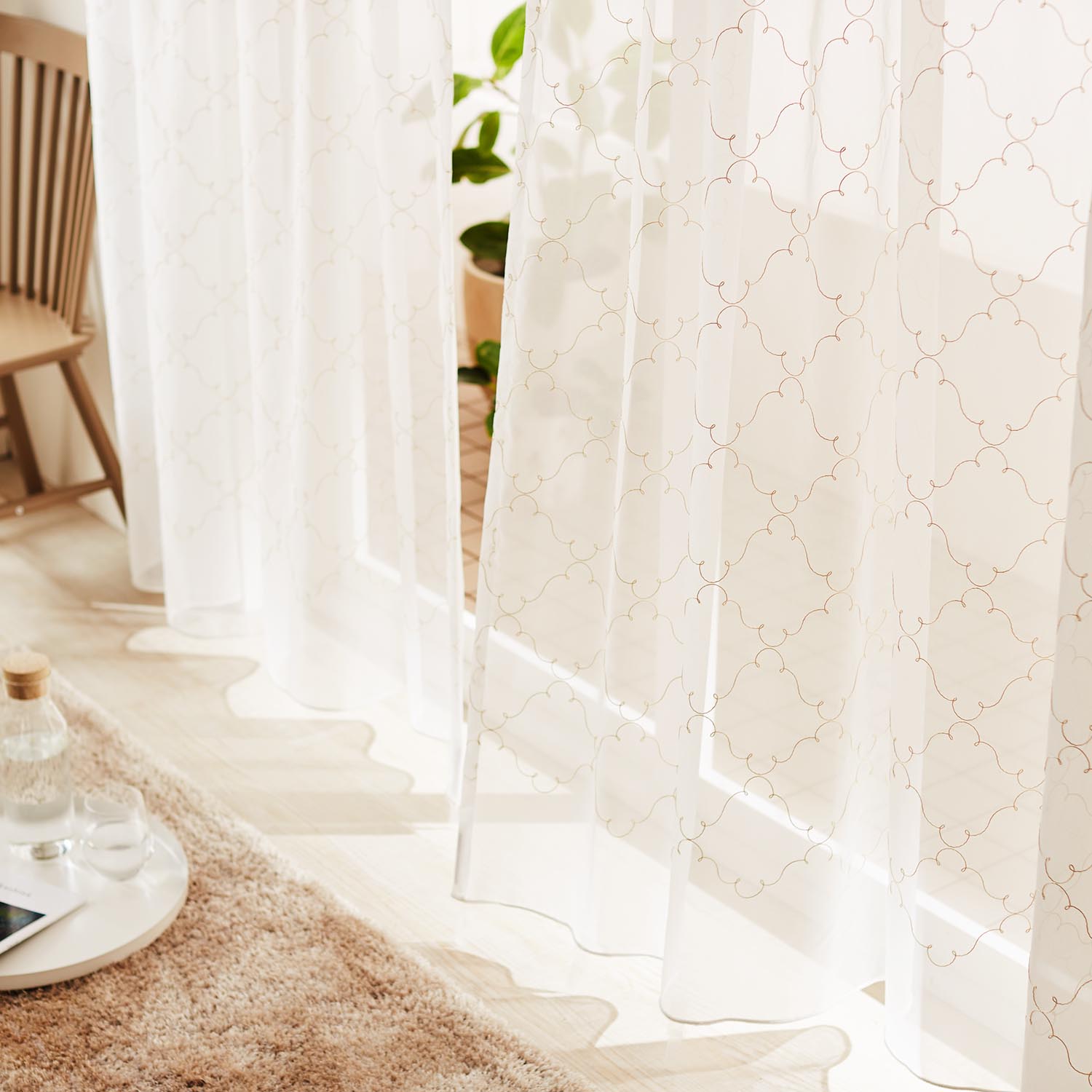 99サイズ】 モロッカンタイルデザインのトルコ刺繍レースカーテン ＜2