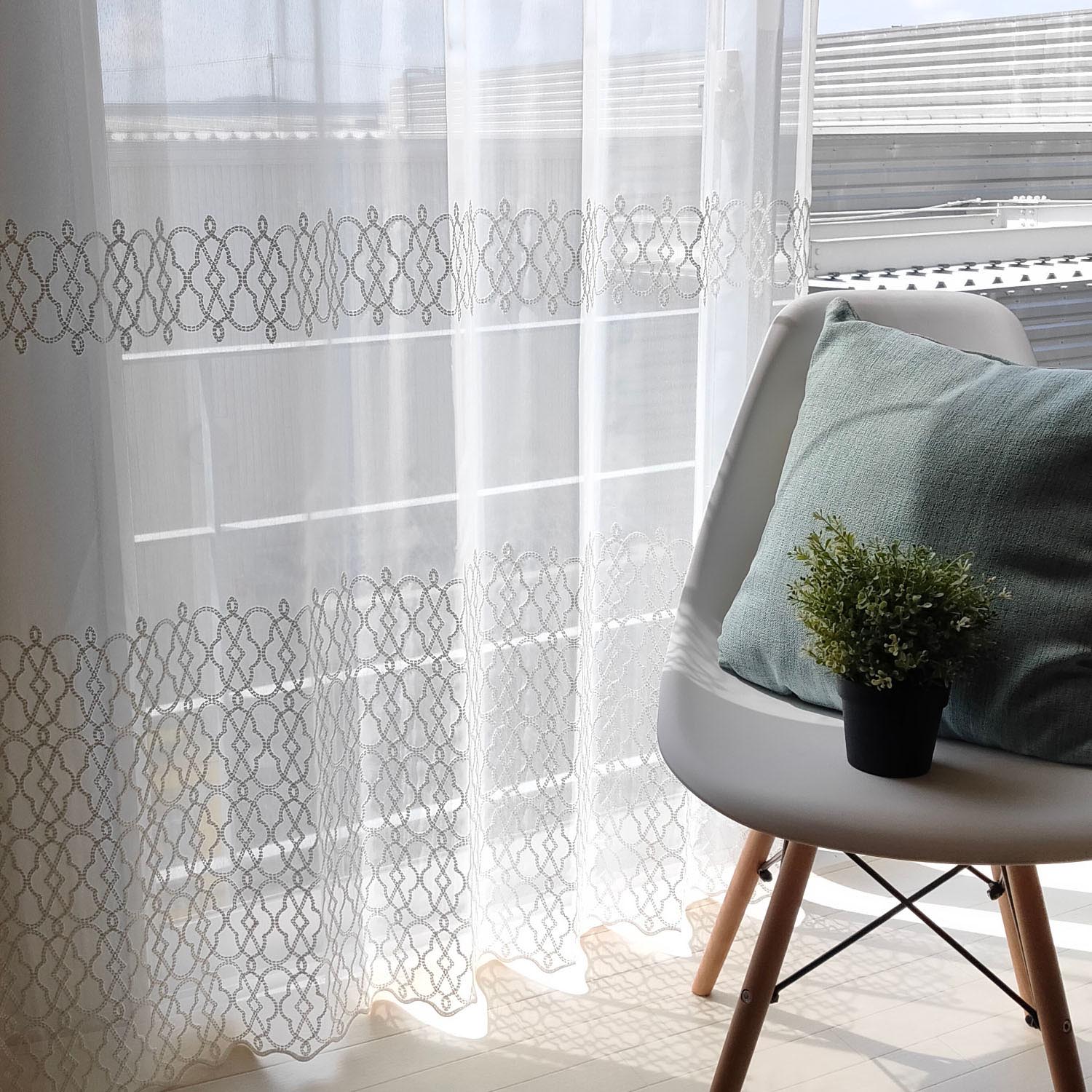 【ベルメゾン】【99サイズ】 モロッカン調のトルコ刺繍スカラップレースカーテン