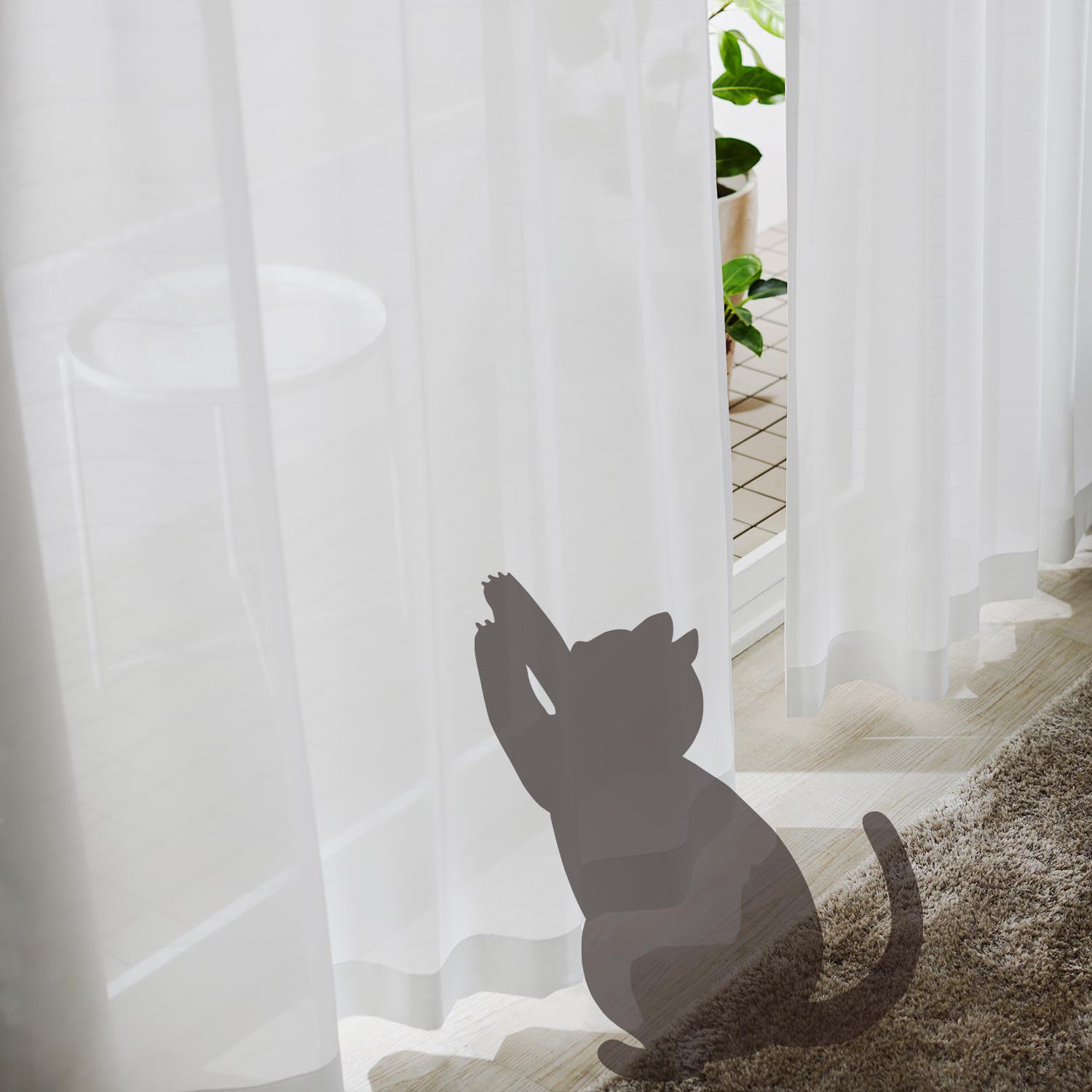 【ベルメゾン】【99サイズ】 猫と暮らす人のための UVカット・遮熱ボイルカーテン