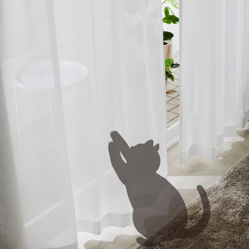 【99サイズ】 猫と暮らす人のための UVカット・遮熱ボイルカーテン ＜2枚組／1枚＞