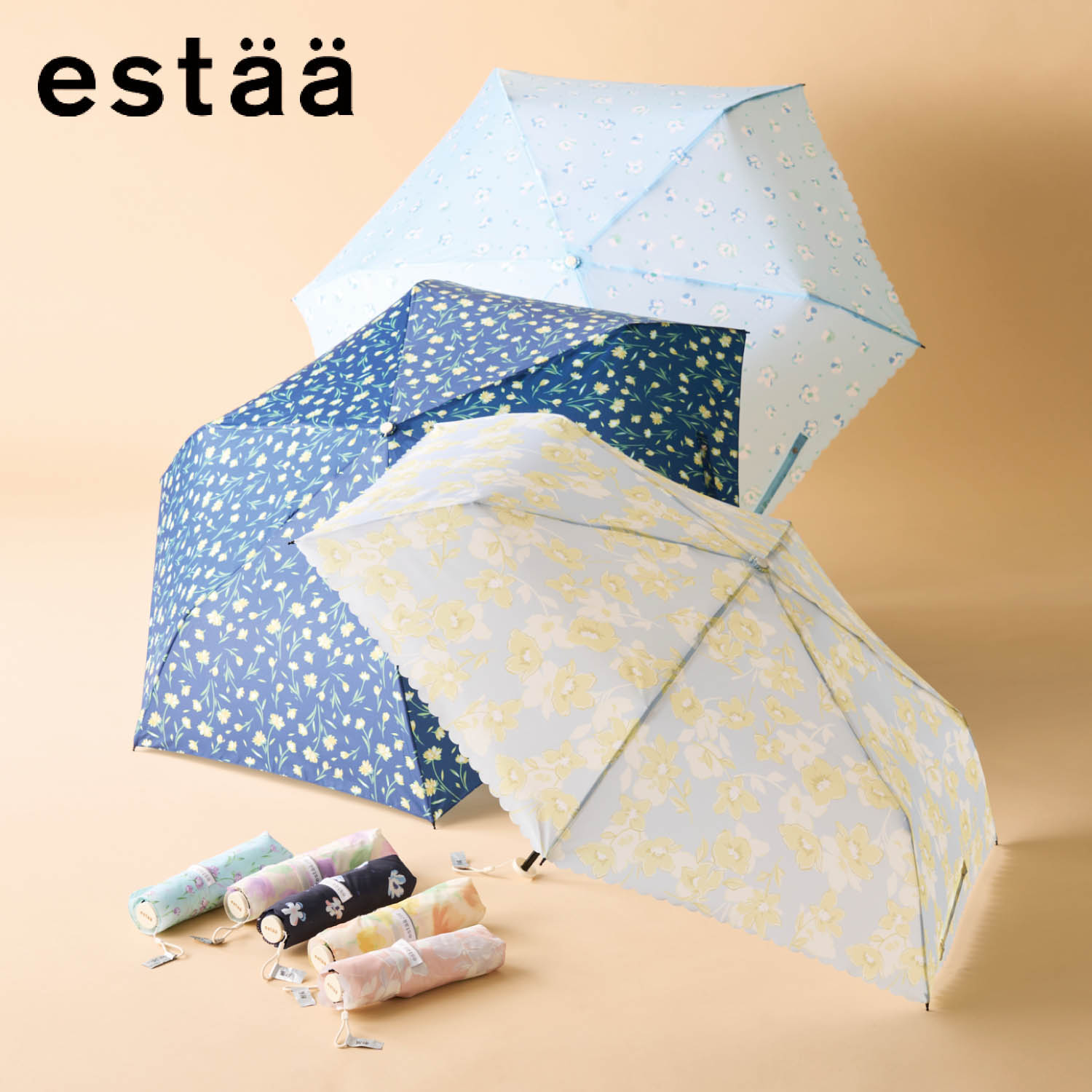 【エスタ/estaa】晴雨兼用コンパクト花柄折りたたみ傘 【軽量】 【エスタ/estaa】晴雨兼用コンパクト花柄折りたたみ傘 【軽量】