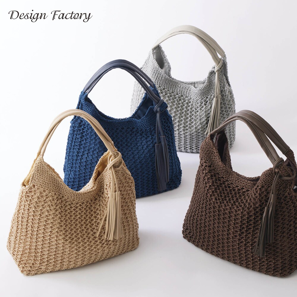 【デザインファクトリー/Design Factory】タッセル付きメッシュショルダーバッグ