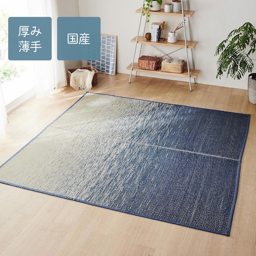 グラデーション柄のい草ラグ（裏張り）