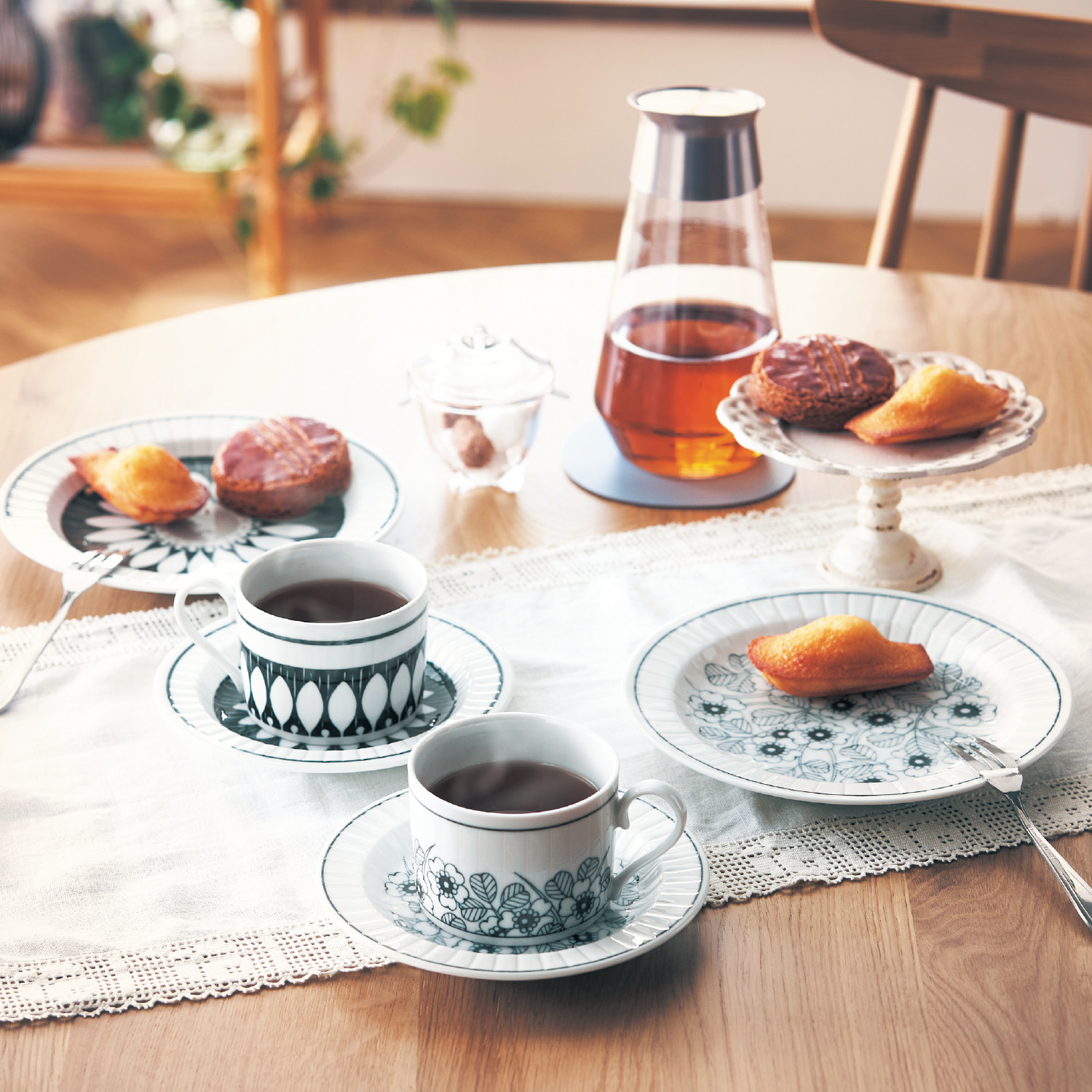 【ベルメゾン】美濃焼 レトロなフラワー柄のティータイム食器ペアセット 【ベルメゾン】美濃焼 レトロなフラワー柄のティータイム食器ペアセット