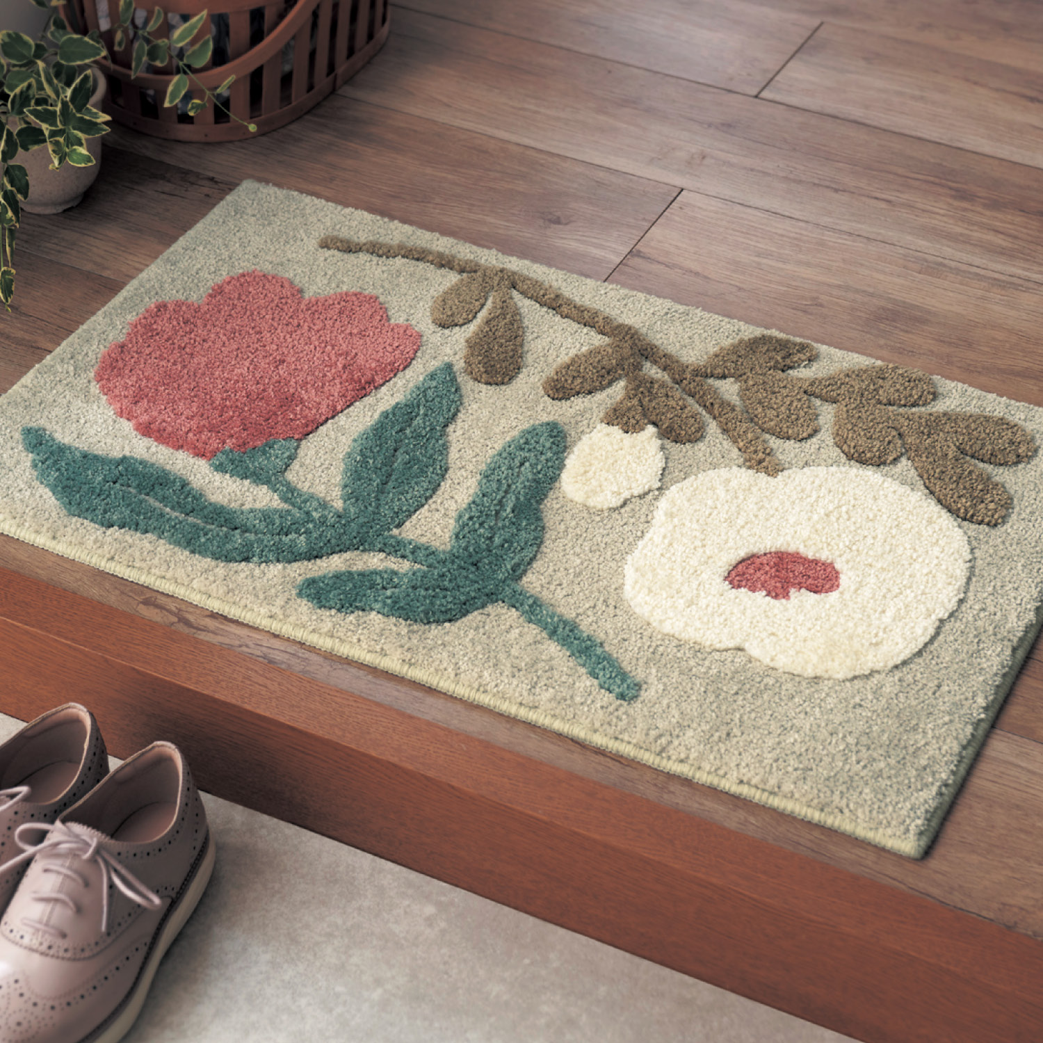 一目惚れデザインのフラワー柄玄関マット 一目惚れデザインのフラワー柄玄関マット