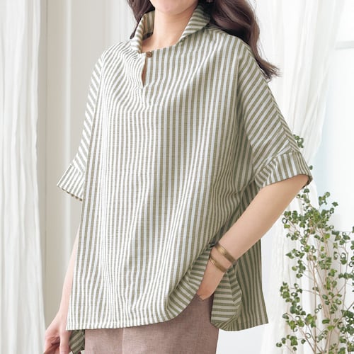 ストライプドルマンブラウス