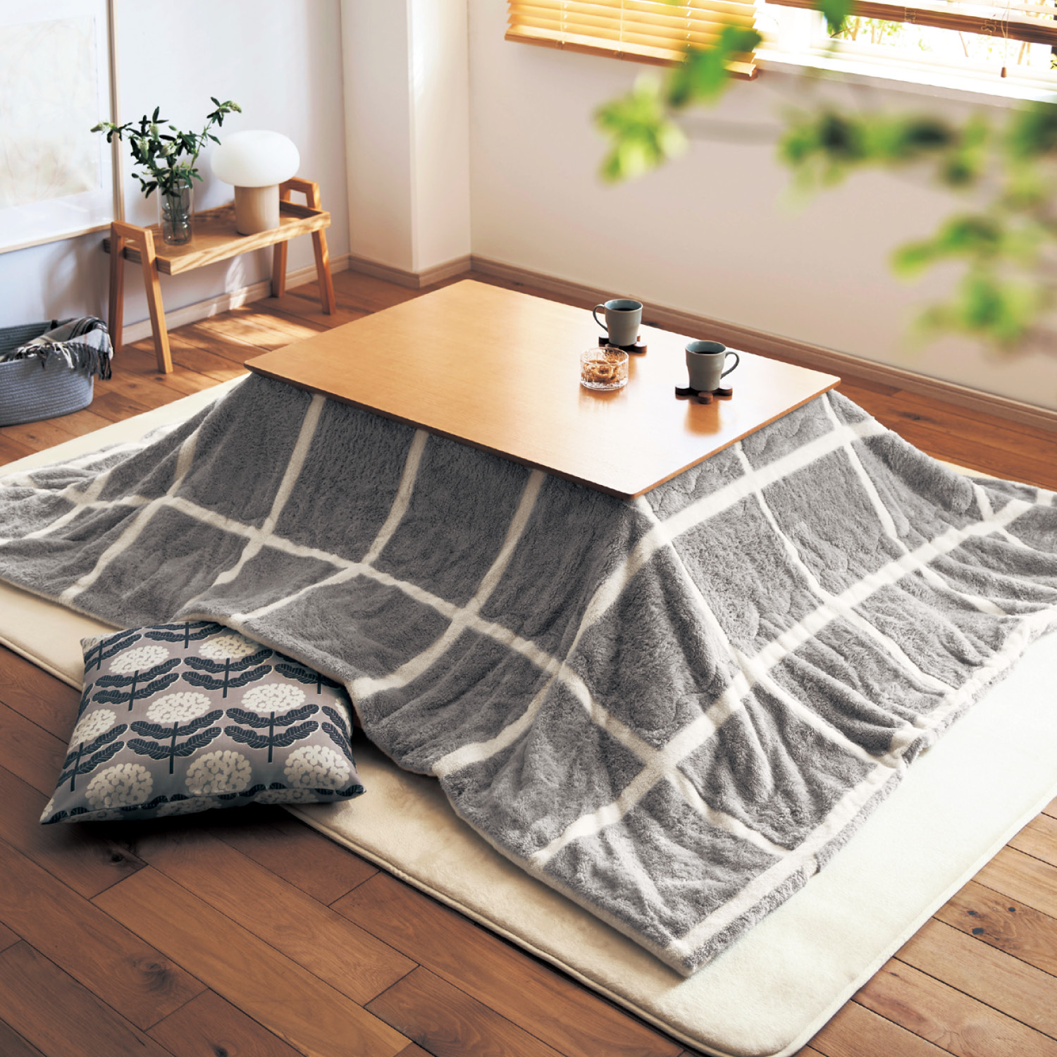 【ベルメゾン】ふんわりチェック柄ボアの撥水こたつ布団 【ベルメゾン】ふんわりチェック柄ボアの撥水こたつ布団