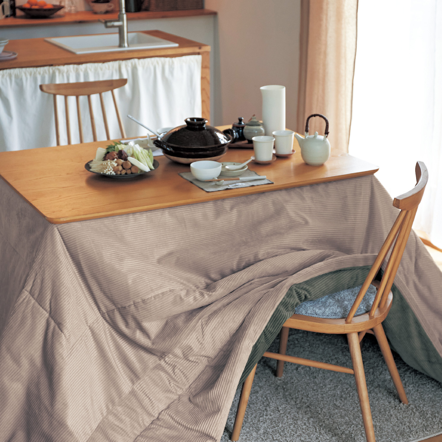 【ベルメゾン】【ダイニング用】撥水リバーシブルコーデュロイ調こたつ布団 【ベルメゾン】【ダイニング用】撥水リバーシブルコーデュロイ調こたつ布団