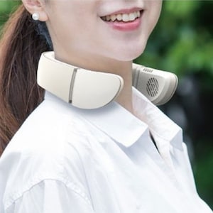 【ベルメゾン】夏はひんやり、冬はあったか。温冷プレート付き充電式ネックファン 【ペルチェ 首掛け扇風機】