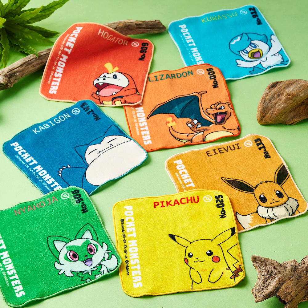 【ポケットモンスター】かわいいプリントのミニタオル(ピカチュウ・ニャオハ・ホゲータ・クワッス・カビゴン・イーブイ・リザードン)