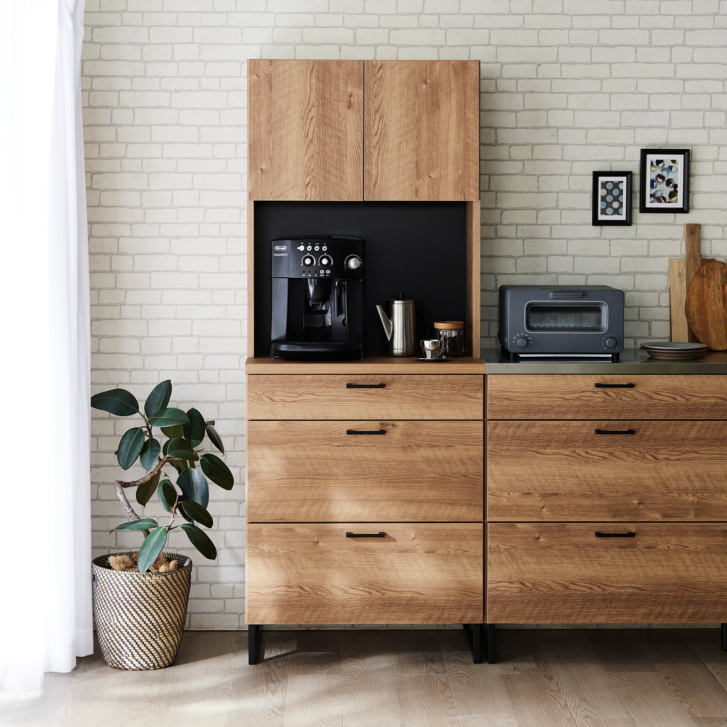 【ベルメゾン】スチール脚の木目調キッチンボード[日本製]