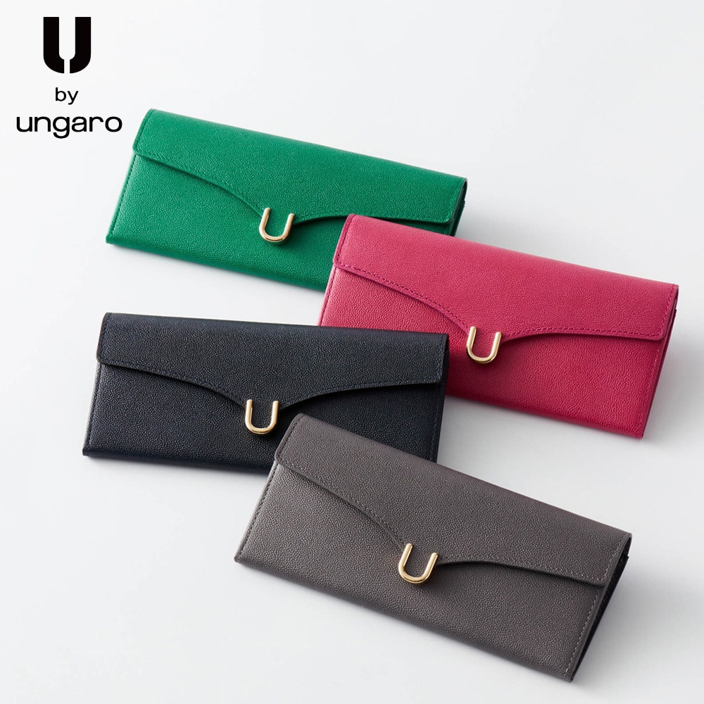 【ユーバイウンガロ/U by ungaro】本革かぶせ薄マチ長財布