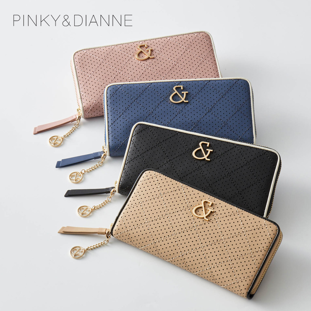 【ピンキー & ダイアン/PINKY & DIANNE】配色トリミングのパンチング & ステッチ使い長財布 【ピンキー & ダイアン/PINKY & DIANNE】配色トリミングのパンチング & ステッチ使い長財布