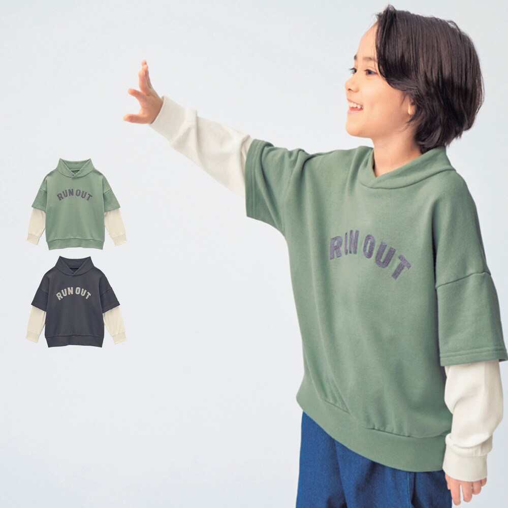 【ジータ/GITA】フード風襟裏毛レイヤードプルオーバー 【子供服 長袖】