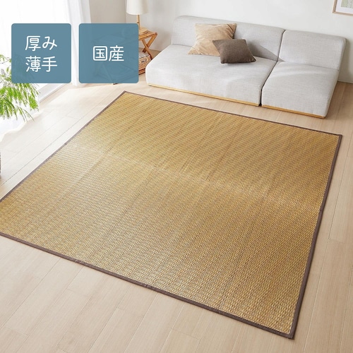 シンプルデザインのい草ラグ［日本製］