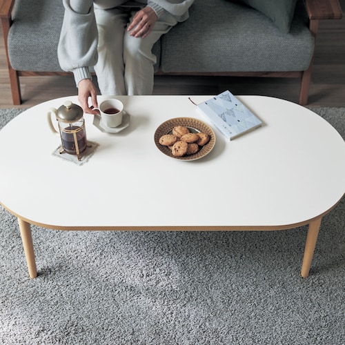 シンプルナチュラルなリバーシブル楕円形こたつテーブル ＜幅105／120cm＞