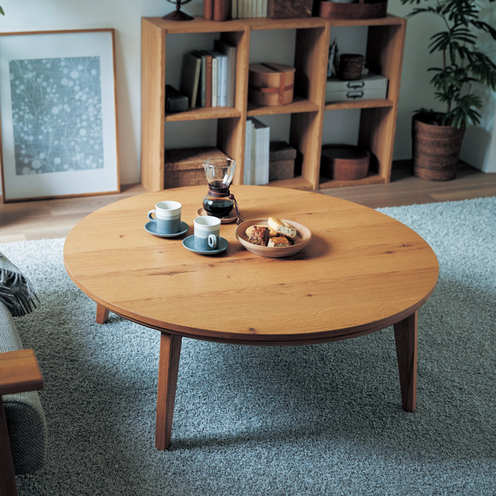 【ベルメゾン】節ありオーク材の円形こたつテーブル 【ベルメゾン】節ありオーク材の円形こたつテーブル