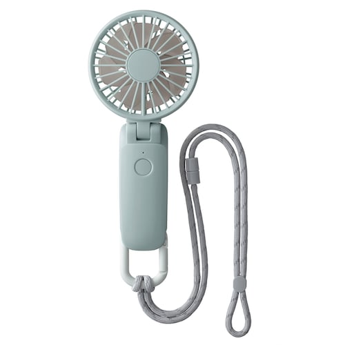 ２重羽構造で大風量 充電式ハンディファン【カラビナ付き スタンド付き】