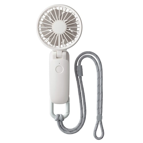 ２重羽構造で大風量 充電式ハンディファン【カラビナ付き スタンド付き】