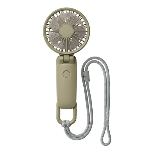 ２重羽構造で大風量 充電式ハンディファン【カラビナ付き スタンド付き】
