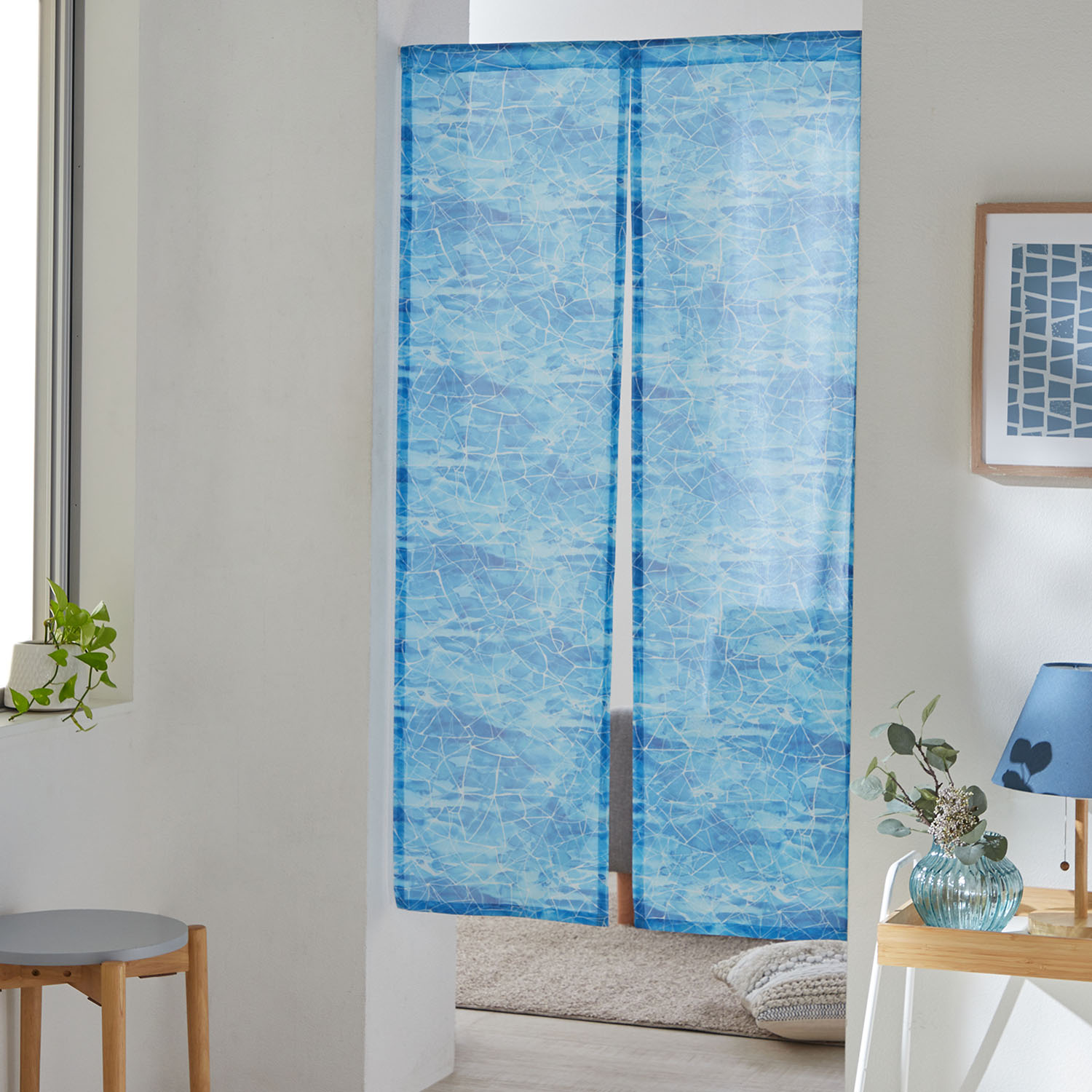 【ベルメゾン】水彩タッチデザインののれん(海) 【ベルメゾン】水彩タッチデザインののれん(海)