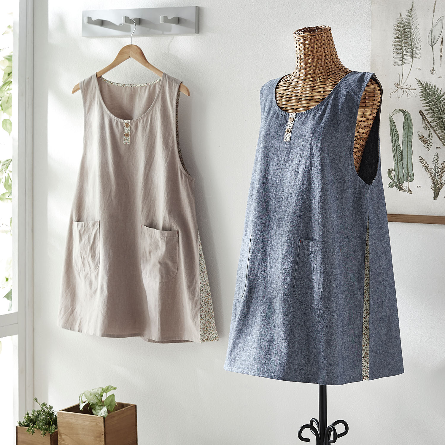 【ベルメゾン】サイドプリーツが可愛いチュニックエプロン 【ベルメゾン】サイドプリーツが可愛いチュニックエプロン