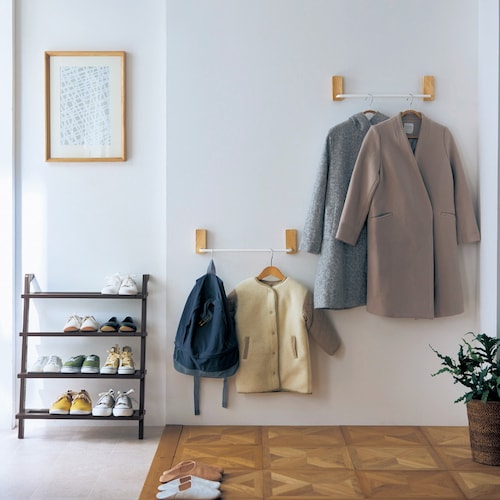 ピンで簡単設置 どこでも壁付け収納バー「WALL FREE」 【耐荷重10kg】