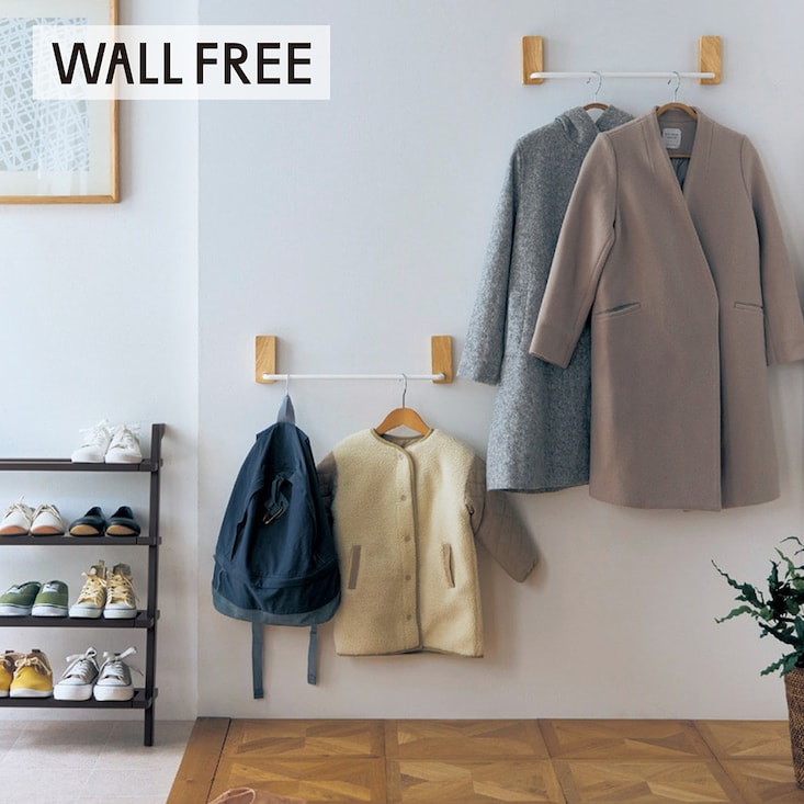 ピンで簡単設置 どこでも壁付け収納バー「WALL FREE」 【耐荷重10kg】 【SNSで話題】