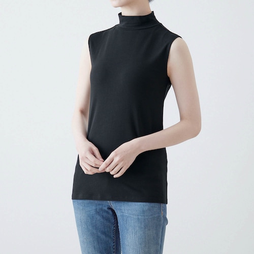 綿混あったかインナー・ハイネックノースリーブ