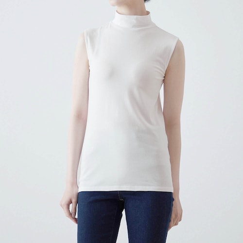 綿混あったかインナー・ハイネックノースリーブ