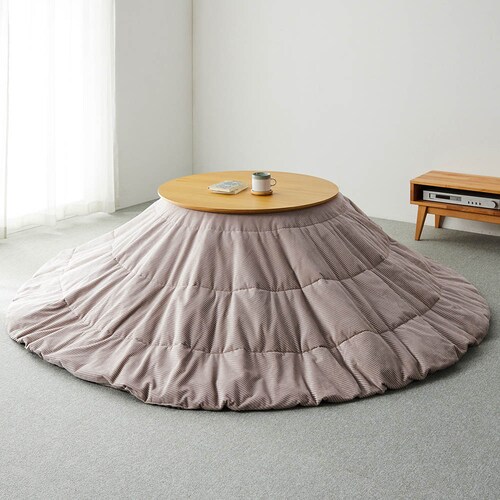 洗濯機で洗える撥水リバーシブルコーデュロイ調円形こたつ布団
