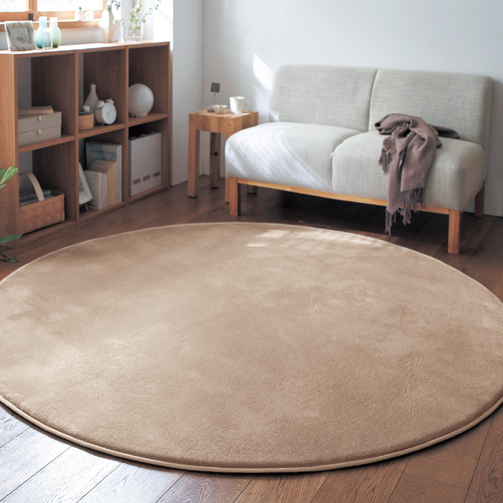 【ベルメゾン】撥水・防汚・抗菌防臭・防ダニ加工付きの掃除がしやすいスッキリウレタン入りラグ(円形)