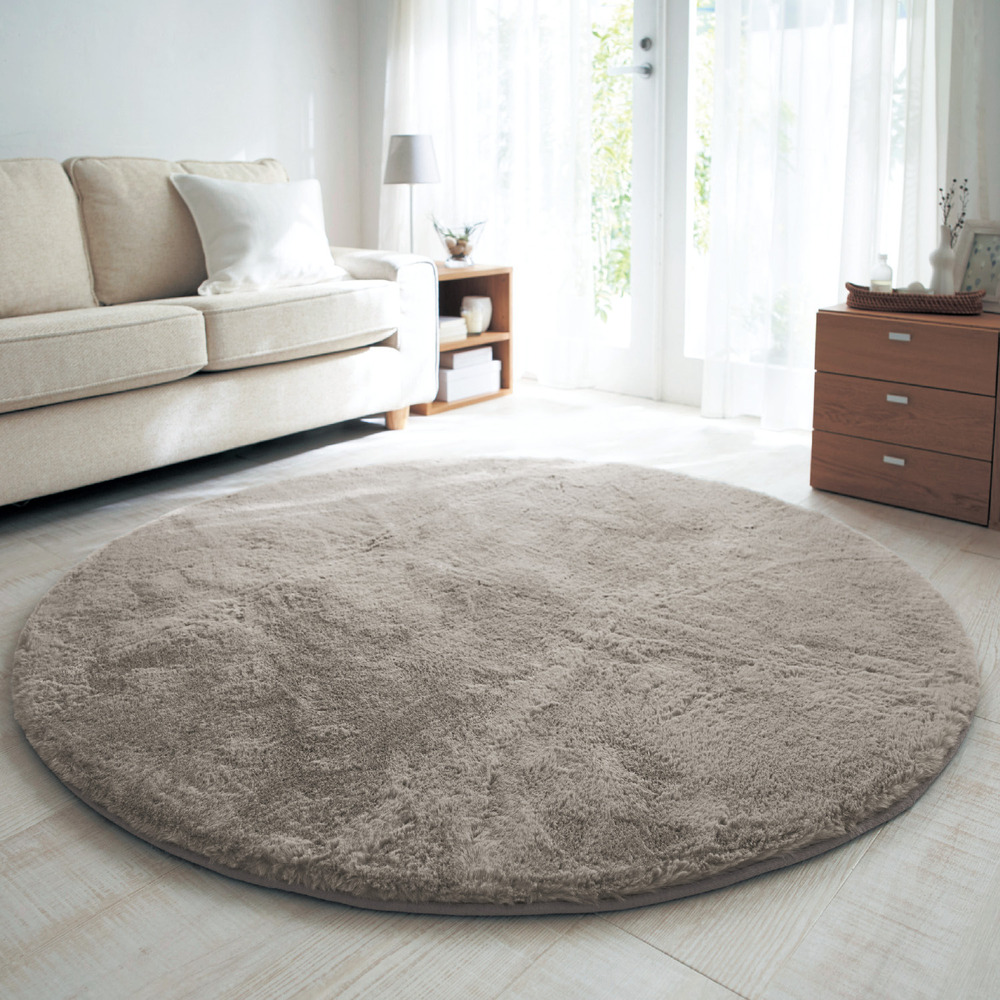 【ベルメゾン】しっとりふわふわなラビットファー調ウレタン入りラグ(円形)