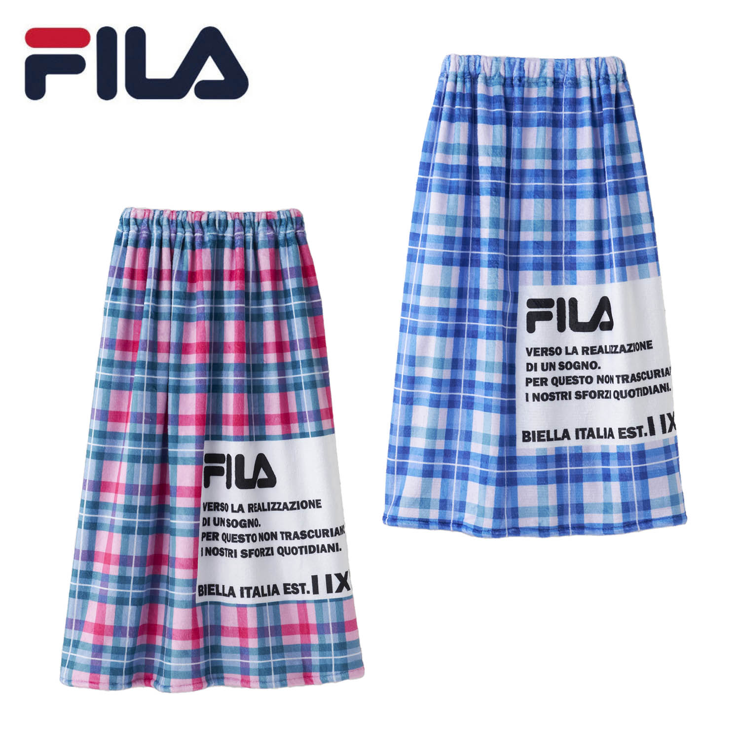 【フィラ/FILA】FILA チェック柄80cm丈巻きタオル 【フィラ/FILA】FILA チェック柄80cm丈巻きタオル