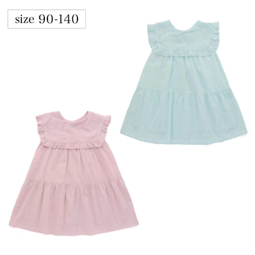 大きな襟がかわいい前後2wayコットンレースワンピース【子供服】