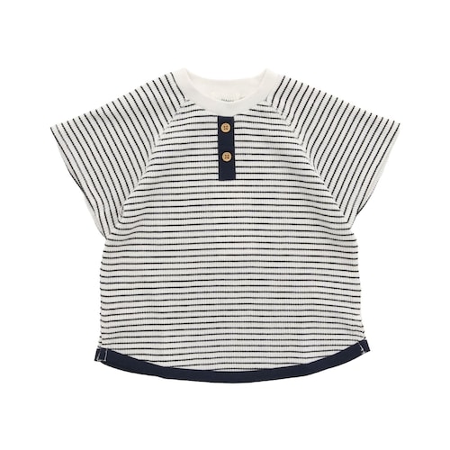 裾のパイピングがおしゃれなワッフルTシャツ【子供服 半袖】