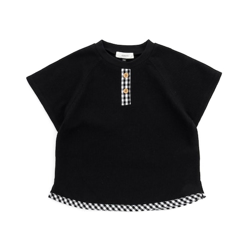 裾のパイピングがおしゃれなワッフルTシャツ【子供服 半袖】
