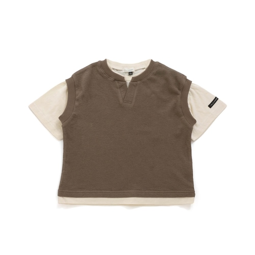 1枚でおしゃれな重ね着風！レイヤードデザインTシャツ【子供服 半袖】
