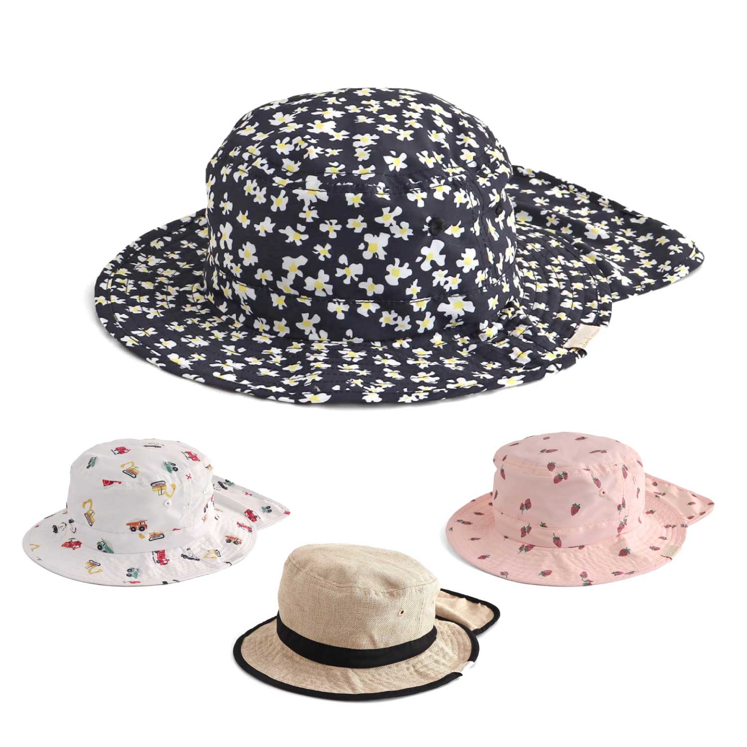 【アンパサンド/Ampersand】【ブラックのみ】 日よけ付きで夏のお出かけにぴったり!バラエティアウトドアハット【子供】