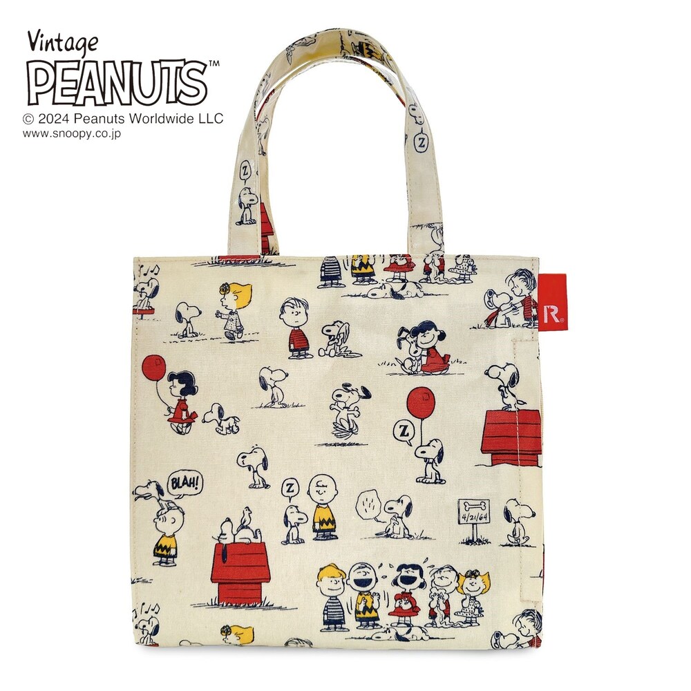 【ピーナッツ/PEANUTS】ラミネート加工トートバッグ/スクエア・ピーナッツ「スヌーピー」