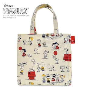 【ピーナッツ/PEANUTS】ラミネート加工トートバッグ/スクエア・ピーナッツ「スヌーピー」
