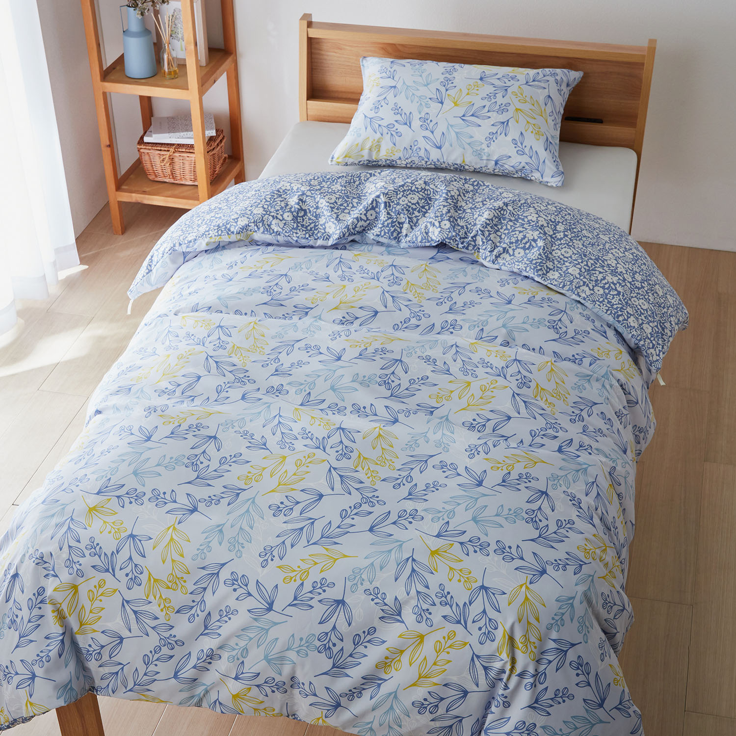 【ベルメゾン】リーフ柄とフラワー柄のリバーシブル掛け布団カバー 【ベルメゾン】リーフ柄とフラワー柄のリバーシブル掛け布団カバー