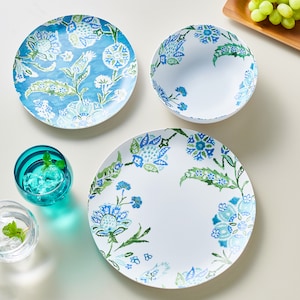 【アボードホームウェア/ABODE HOMEWARES 】割れにくい樹脂製プレート/ボウル「ハナ・イカット」【食洗機対応】