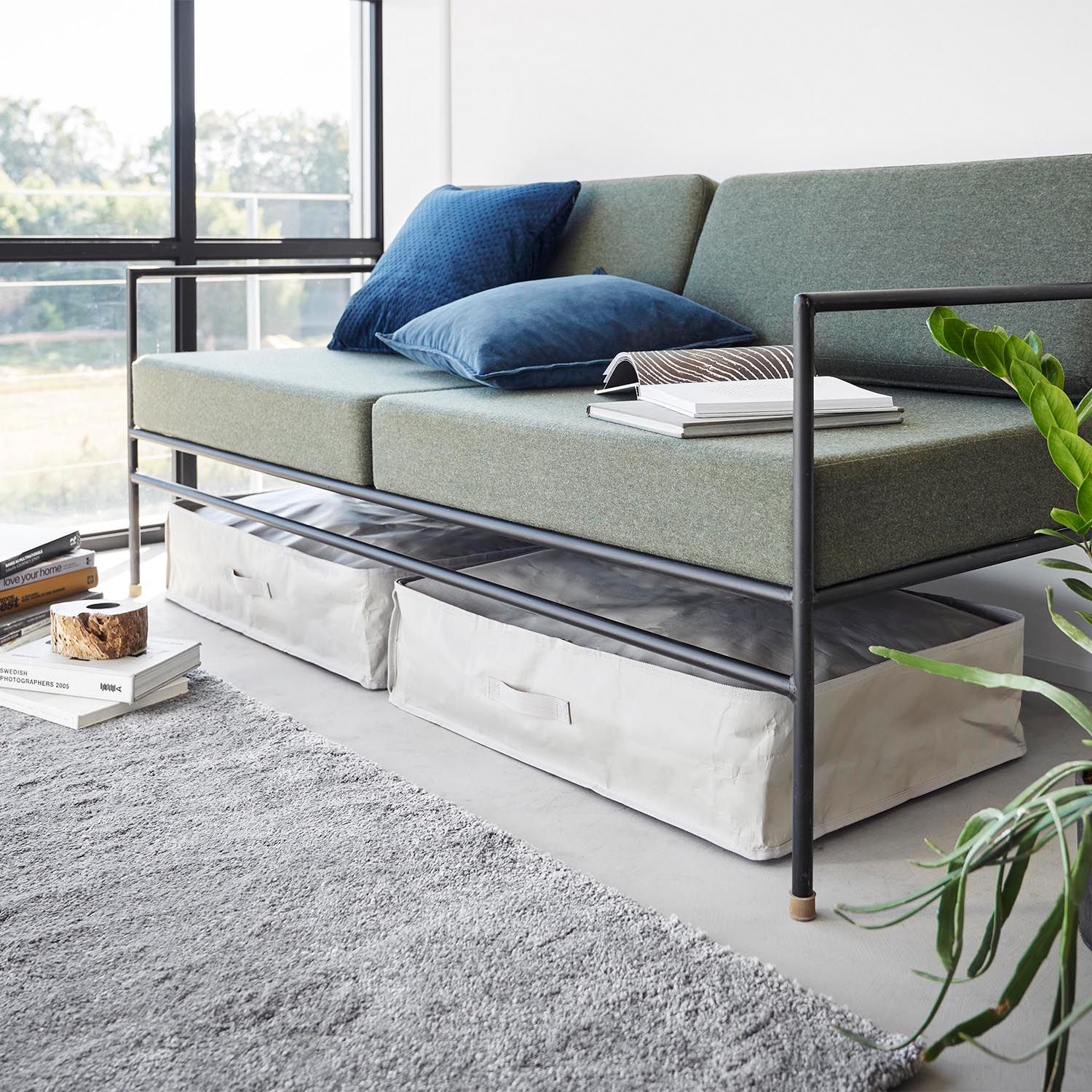 【タワー/tower】ポリエチレンシート ソファ & ベッド下収納ケース2個組【衣類収納】