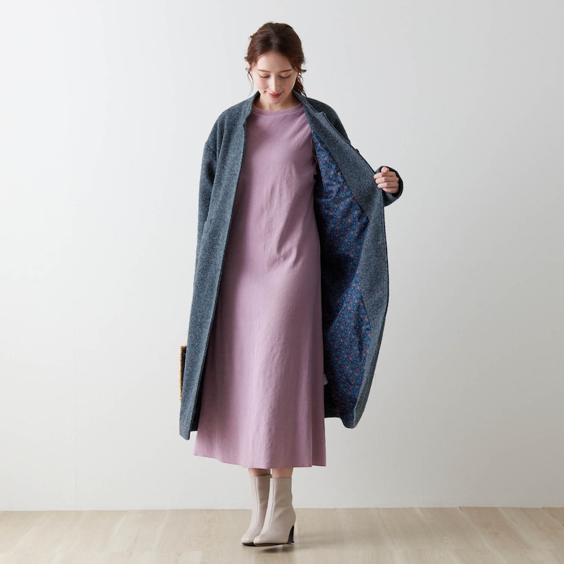 モデル身長168cm／M ※写真は撮影用のため、着丈＋6cmになります