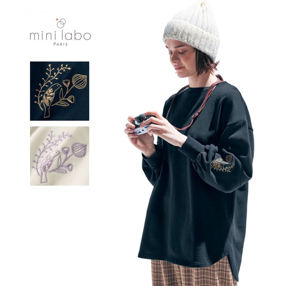 【ミニラボ/mini labo】ミニ裏毛バルーン袖チュニック/鳥のシンフォニー 「ミニラボ」