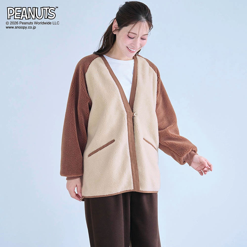 モデル身長168cm／M～L　ベージュ×ブラウン着用