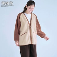 モデル身長168cm／M～L　ベージュ×ブラウン着用