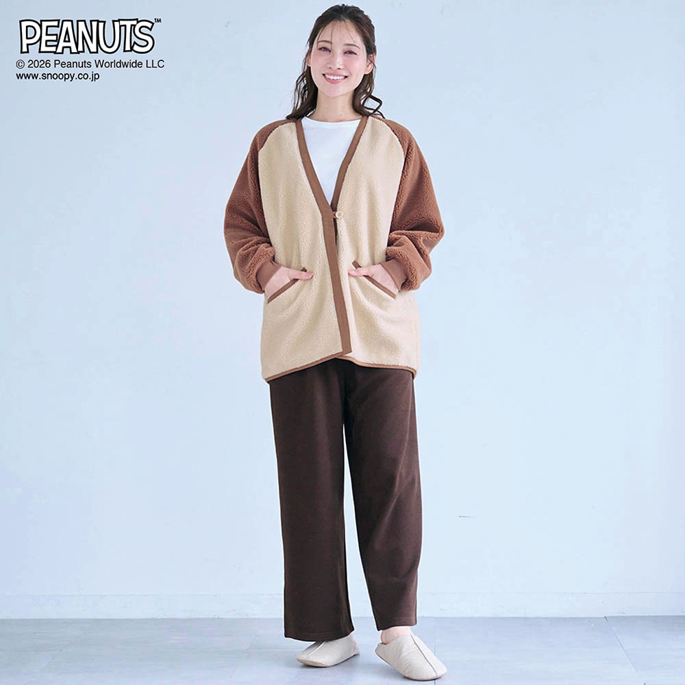 モデル身長168cm／M～L　ベージュ×ブラウン着用